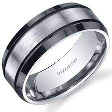 Beveled Black And Silver Tone 8mm Titanium Mens Ring Sr10666 Mensweddingrings Titanium Rings For Men Mens Wedding Rings Wedding Ring Bands