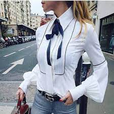 Maybe you would like to learn more about one of these? Acheter Bureau Noeud Papillon Chemisier Femmes Manches De Lanterne Blanc Bouton Cravate Chemises Femme Elegant Chemise De Travail Casual Tops Nouveau 2018 Printemps De 39 91 Du Yangshunmei Fr Dhgate Com
