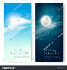 Two Contrasting Sky Banners Day And Night Vector Sponsored Ad Banners Sky Contrasting Vector Banner Sky Day