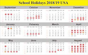 School Holidays 2019 Usa Calendar 2019calendar 2019holidayscalendar 2019usaholidayscalend Holiday Calendar Printable School Holiday Calendar School Calendar
