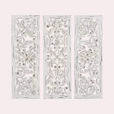 3 Piece Carved Ornate Wall Decor Set Carved Wood Wall Art Wall Decor Set Wood Panel Wall Decor