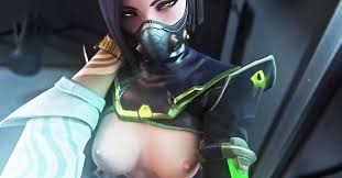 3D Porn: Sexy Viper (Valorant) Smashes Her Jugs Against the Glass Wall  While Chamber Is Fucking Her