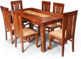 Fischers Lifestyle Coorg Solid Wood 6 Seater Dining Set Finish Color Teak Cheap Furniture Online Online Furniture Furniture