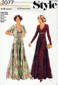 1970s Boho Maxi Dress Pattern Style 2077 Vintage By Bessieandmaive Maxi Dress Pattern Boho Dress Pattern Maxi Dress Pattern Sewing