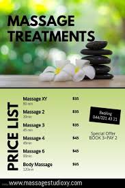 Massage Treatments Therapy Price List Spa Ad In 2020 Massage Treatment Massage Massage Prices