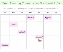 Seed Calendar For New York City And Northeast United States