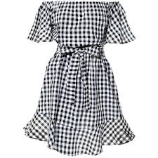 Black And White Gingham Dress Plus Size Plus Size Off Shoulder Gingham Dress Black 37 Liked On Polyvore Featuring Dresses A Line Midi Dress Off Gingham Dress Flutter Sleeve Dress Plus Dresses