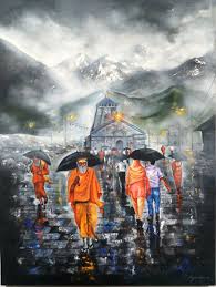 Journey Of Kedarnath Painting By Arjun Das Contemporary Artwork On Acrylic On Canvas Bestcollegeart Deemed to be erected by a great philosopher adi shankaracharya during the 8th century, kedarnath temple is among the few shrines in northern india that requires an arduous trek to take the blessings of the lord shiva. journey of kedarnath