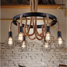 Find retro kitchen island pendant lights, urban bathroom wall sconces, vintage living room ceiling lights and other classic industrial light fixtures for any room. Industrial Retro Hemp Rope Ceiling Chandelier Pendant Edison Lamp Light Fixture Chandeliers Ceiling Fixtures Home Garden Worldenergy Ae