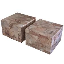 Pair Of Rose Marble Cube Side Tables Cube Side Table Side Table Epoxy Resin Table