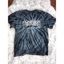 Black And White Tie Dye T Shirt Thrasher Magazine Logo Tie Dye T Shirt Skateboarding 26 Liked On Polyvore Featuring Tops T Shirts Black Tie Dye Shirt Blue Tie Dye Shirt Tye Dye Shirts