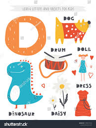An animated video to help toddlers learn some simple words beginning with alphabet d at www.turtlediary.com. D Letter Objects Animals Including Dinosaur Stock Vector Royalty Free 1335577163