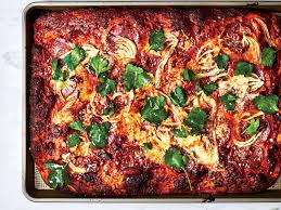 Spring Onion And Salami Sheet Pan Pizza Recipe In 2020 Food Sheet Pan Pan Pizza