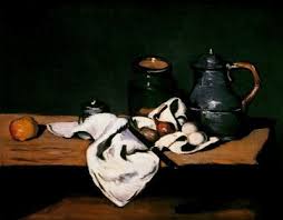 PINTURAS IMPRESIONISTAS, MODERNISTAS Y NEOIMPRESIONISTAS: TARRO CAFETERA Y FRUTA  PAUL CÉZANNE