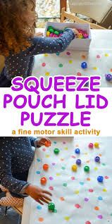 Squeeze Pouch Lid Puzzle Happy Toddler Playtime Easy Toddler Activities Squeeze Pouch Toddler Learning Activities