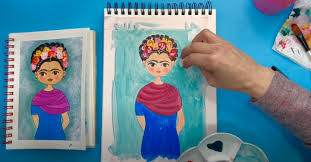 Todo sobre la pintura acrílica. Aprende A Pintar El Retrato De Frida Paso A Paso Facil Para Ninos