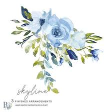 Skyline Light Blue Turquoise Floral Clipart Watercolor Etsy Watercolor Hydrangea Blue Roses Clip Art