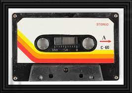 Audio Cassette With Yellow Orange And Red Stripes In 2021 Retro Pictures Stripe Wall Art Retro Aesthetic