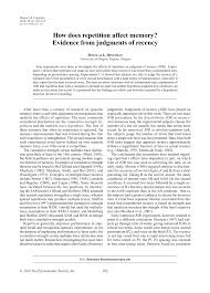Pdf How Does Repetition Affect Memory Evidence From Judgments Of Recency
