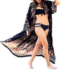 Black Bathing Suit Cover Up Plus Size Sanifer Women S Floral Printed Boho Maxi Beach Cover Up K Https Www Amazon Com Dp B07bpv3g3 Black Floral Kimono Floral Kimono Cardigan Chiffon Long Sleeve