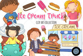 Pouring melted chocolate over cherry, strawberry & cream. Ice Cream Truck Clip Art Collection 88939 Illustrations Design Bundles