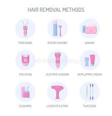 Waxing, shaving, tweezing, and laser hair removal (electrolysis) are some of the common methods for removing unwanted hair. Hair Removal Methods Stock Vector Illustration Of Depilation 111371494