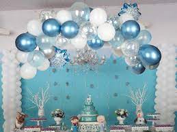 This girly snowflake themed fifth birthday party was submitted by rachel pippi of nestling designs. Buy Frozen Party Balloons Arch Garland Kit Winter Theme Decorations Set 52pcs Blue White Silver Snowflake Winter Wonderland Christmas Party Boy Girl Baby Shower Frozen Themed Birthday For Adult Kids Online In Indonesia