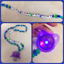 Custom Kandi Necklace With Blinking Led Pacifier Can Also Be Made With A Rhinestone Pacifier Kandi Unique Jewelry Necklace