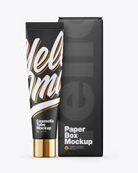 Download Matte Cosmetic Tube W Box Mockup In Tube Mockups On Yellow Images Object Mockups PSD Mockup Templates