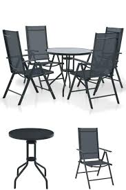 Metal dining table set 4 seater. Black Patio Set 4 Seater Dining Table Glass Top Metal Frame Folding Chair Garden 4 Seater Dining Table Patio Set Dining Table Glass Top