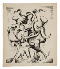 Kurt Seligmann 1900 1962 Composition Feminine Abstraite Encre Sur Papier Et Eaux Fortes Sold 4 000 With Artprecium Artauction Sketches Art Surrealism