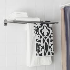 Brogrund Wall Shelf With Towel Rail Stainless Steel Ikea In 2020 Towel Rail Bathroom Shelves For Towels Small Bathroom Organization