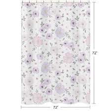Get lavender fabric shower curtain on demand. Sweet Jojo Designs Lavender Purple Pink Grey And White Watercolor Floral Collection Bathroom Fabric Bath Shower Curtain Overstock 27278722