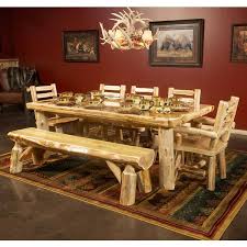 Cedar Lake Solid Wood Log Dining Table Log Bedroom Furniture Rustic Log Furniture Log Furniture