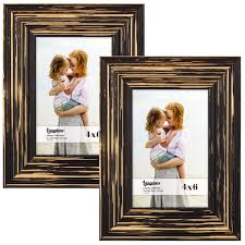 Black And Gold Picture Frames 4x6 Langdons 4x6 Picture Frame Set 2 Pack Barnwood Brown Solid Wood Photo Picture Frames 4x6 Wall Hanging Or Tabl Wooden Photo Frames Wood Picture Frames Frame