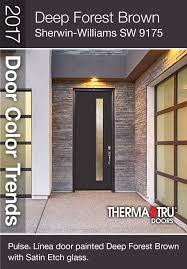 It's a pretty, warm gray that's not too light and not too dark, and plays well with existing brown finishes (like so many of us have to work with in our homes). Deep Forest Brown Sherwin Williams Sw 9175 With Grace And Presence Dark Brown I Exterior Paint Sherwin Williams Painted Exterior Doors Painted Front Doors