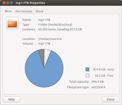 Disk Usage Properties Window Basic Tab Pie Chart Ask Ubuntu