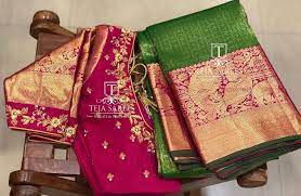 Bright Big Border Silk Sarees From Teja Sarees Keep Me Stylish Teja Sarees Blouse Work Designs Silk Saree Blouse Designs Patterns