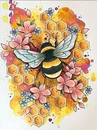 The Honey Bee Cross Stitch Kit Bee Art Bumble Bee Art Bee Drawing