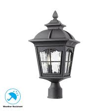 Home Decorators Collection Loridan Square 2 Light Outdoor Black Post Light 302361090 The Home Depot Post Lights Outdoor Post Lights Solar Light Crafts