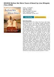 Has been added to your cart. Review Before We Were Yours A Novel By Lisa Wingate Full Epub By Leon Moreno Issuu