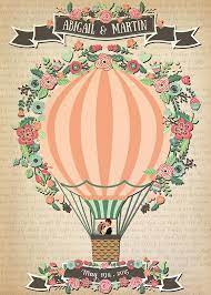 Custom Vintage Floral Hot Air Balloon Wedding Invitation Design Invitaciones Originales Invitaciones Pegatinas