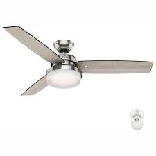 The ceiling fan lights will be off and the fan blades will stop turning when you turn off the correct breaker. Hunter Sentinel 52 In Led Indoor Brushed Nickel Ceiling Fan With Light Kit And Universal Remote 59157 The Home Depot