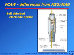 Holding the nozzle at the end of the weld during the postflow of the shielding gas Flux Cored Arc Welding Twi Training Examination Services