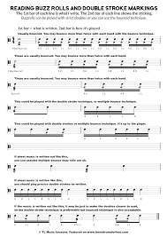 Reading And Playing Buzz Rolls And Double Strokes Learn Drums For Free Drum notation is different than sheet music, although they look similar and use some of the same concepts. playing buzz rolls and double strokes