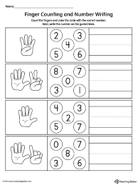 finger counting 1 10 and number writing worksheet myteachingstation com