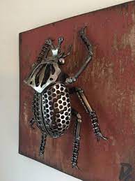African Goliath Beetle Sculpture Wall Hanging Scrap Metal Art Welding Art Projects Metal Art Projects