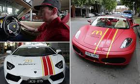 Order your mcdonald's meals online with mcdelivery uae. Mcdonald S Use A Lamborghini And Ferrari To Deliver Meals Daily Mail Online