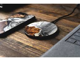 Wood Resin Black And White Wireless Qi Charging Pad Custom Wood Phone Cases For Apple Iphone Samsung Galaxy Wood Phone Case Wood Resin Wireless Charger