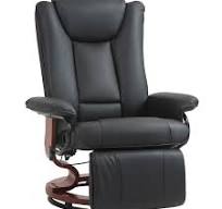 HOMCOM Modern RV Recliner Chair, PU Leather Swivel Recliner Armchair with  Footrest for Living Room, Black